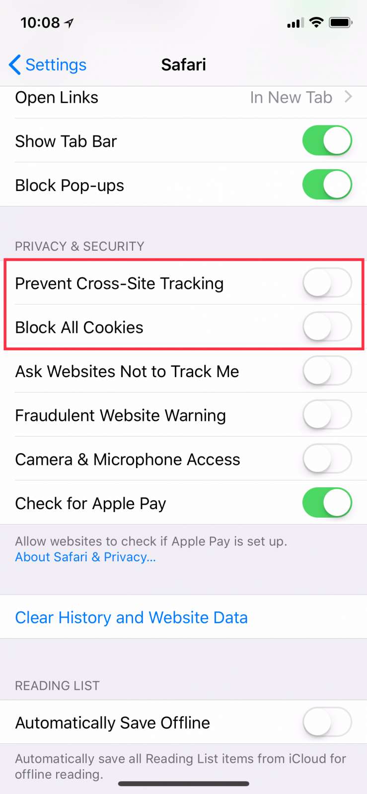 allow third party cookies safari